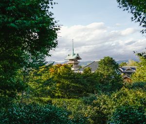 Preview wallpaper pagoda, temple, architecture, trees, nature, landscape