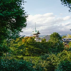 Preview wallpaper pagoda, temple, architecture, trees, nature, landscape