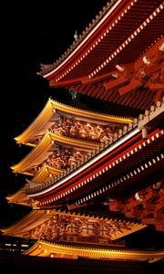 Preview wallpaper pagoda, temple, architecture, backlight, dark