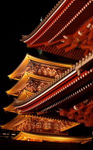 Preview wallpaper pagoda, temple, architecture, backlight, dark