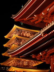 Preview wallpaper pagoda, temple, architecture, backlight, dark