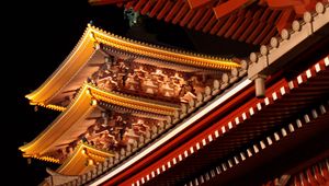 Preview wallpaper pagoda, temple, architecture, backlight, dark