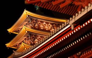 Preview wallpaper pagoda, temple, architecture, backlight, dark