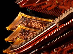 Preview wallpaper pagoda, temple, architecture, backlight, dark