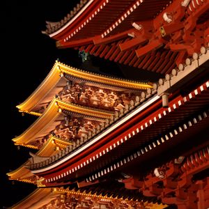 Preview wallpaper pagoda, temple, architecture, backlight, dark