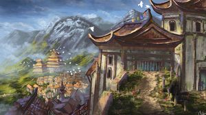Preview wallpaper pagoda, temple, building, path, art