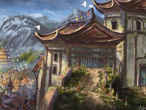 Preview wallpaper pagoda, temple, building, path, art