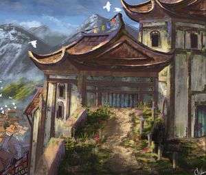 Preview wallpaper pagoda, temple, building, path, art