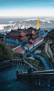 Preview wallpaper pagoda, temple, building, architecture, mountains