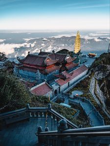 Preview wallpaper pagoda, temple, building, architecture, mountains