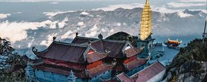 Preview wallpaper pagoda, temple, building, architecture, mountains