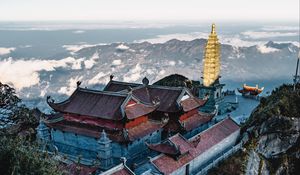 Preview wallpaper pagoda, temple, building, architecture, mountains