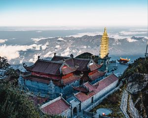 Preview wallpaper pagoda, temple, building, architecture, mountains