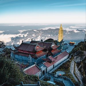 Preview wallpaper pagoda, temple, building, architecture, mountains