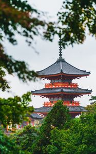 Preview wallpaper pagoda, temple, building, architecture, trees, branches