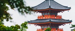 Preview wallpaper pagoda, temple, building, architecture, trees, branches