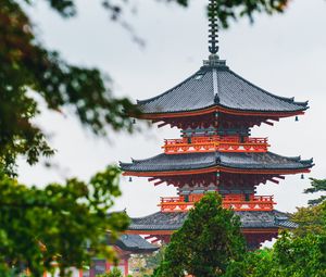 Preview wallpaper pagoda, temple, building, architecture, trees, branches