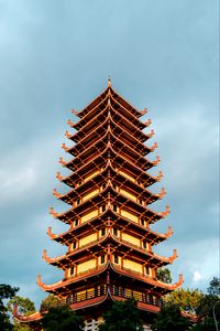 Preview wallpaper pagoda, temple, building, architecture, bottom view