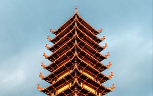 Preview wallpaper pagoda, temple, building, architecture, bottom view