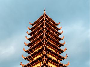 Preview wallpaper pagoda, temple, building, architecture, bottom view