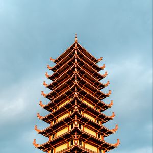 Preview wallpaper pagoda, temple, building, architecture, bottom view