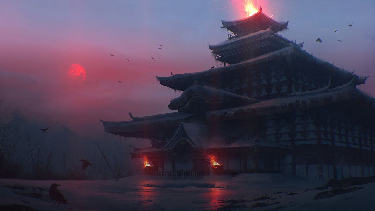 Wallpaper pagoda, temple, castle, japanese temple, fantasy, art