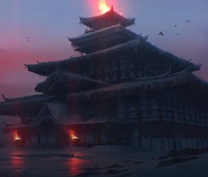 Preview wallpaper pagoda, temple, castle, japanese temple, fantasy, art