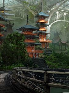 Preview wallpaper pagoda, temple, japan, art