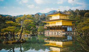 Preview wallpaper pagoda, temple, lake, trees