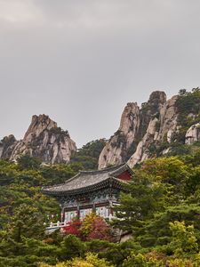 Preview wallpaper pagoda, temple, mountain, trees