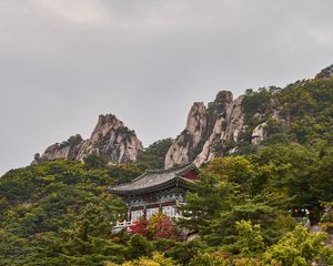 Preview wallpaper pagoda, temple, mountain, trees