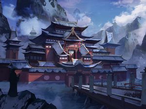 Preview wallpaper pagoda, temple, snow, winter, art