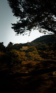 Preview wallpaper pagoda, temple, trees, hills, nature