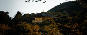 Preview wallpaper pagoda, temple, trees, hills, nature