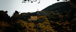 Preview wallpaper pagoda, temple, trees, hills, nature