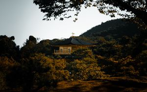 Preview wallpaper pagoda, temple, trees, hills, nature