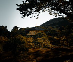 Preview wallpaper pagoda, temple, trees, hills, nature