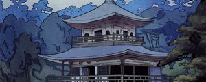 Preview wallpaper pagoda, temple, trees, art, japan