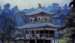 Preview wallpaper pagoda, temple, trees, art, japan