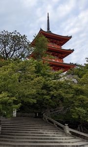 Preview wallpaper pagoda, temple, trees, stairs, architecture