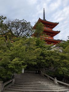 Preview wallpaper pagoda, temple, trees, stairs, architecture