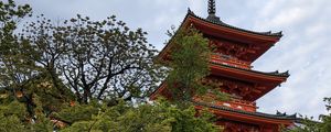 Preview wallpaper pagoda, temple, trees, stairs, architecture