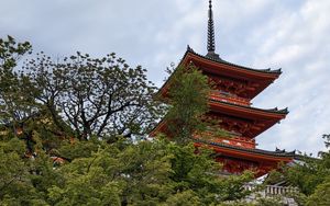 Preview wallpaper pagoda, temple, trees, stairs, architecture