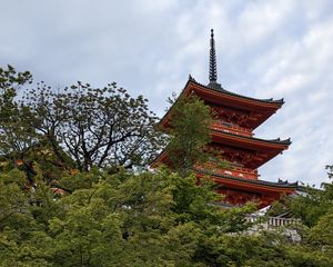 Preview wallpaper pagoda, temple, trees, stairs, architecture