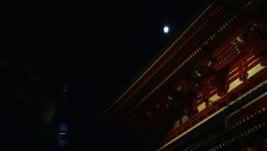 Preview wallpaper pagoda, tower, buildings, moon, night, architecture, asia