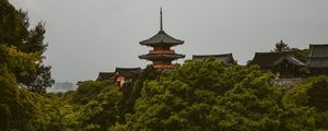 Preview wallpaper pagoda, trees, architecture, kyoto prefecture, japan