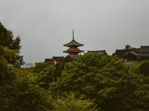 Preview wallpaper pagoda, trees, architecture, kyoto prefecture, japan