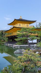 Preview wallpaper pagoda, trees, pond, nature