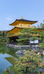 Preview wallpaper pagoda, trees, pond, nature