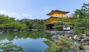 Preview wallpaper pagoda, trees, pond, nature